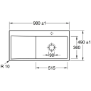 V&B Subway Style 60 Flat Kjøkkenkum 980x490 mm, m/oppl., ven, Fossil m/C+