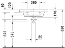 Duravit DuraStyle Møbelservant 635x400 mm, 1 bl.hull, m/o.l, Hvit m/WG