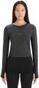 Icebreaker Women's 125 Zoneknit™ Long Sleeve Crewe M, Jet Heather/Black/Metro Heather/Cb