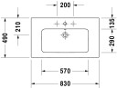 Duravit Me By Starck Møbelservant 830x490 mm, u/bl.hull, m/overløp, Hvit