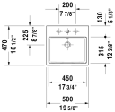 Duravit Vero Air Toppmontert servant 500x470 mm, 1 bl.hull, m/overløp, Hvit