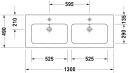 Duravit Me By Starck Dobbelservant 1300x490 mm, u/bl.hull, m/o.l, Hvit m/WG