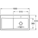 V&B Subway Style 60 Kjøkkenkum 1000x510 mm, u/oppl., ven, Hvit m/C+