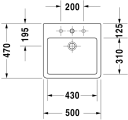 Duravit Vero Toppmontert Servant 500x470 mm, 1 bl.hull, m/o.l, Hvit m/WG