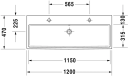 Duravit Vero Air Møbelservant 1200x470 mm, 2 bl.hull, u/overløp, Hvit