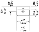 Duravit ME by Starck Vegghengt servant 450x320 mm, u/bl.hull, m/overløp, Hvit