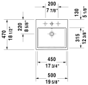 Duravit Vero Air Møbelservant 500x470 mm, 1 bl.hull, u/o.l, Hvit m/WG