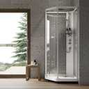 Porsgrund Showerama 10-5 Comfort 90x80 cm, hvit profil, klart glass