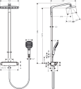 Hansgrohe Raindance Select E360 1jet 360x190 mm, Høy modell, Hvit/Krom