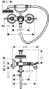 Axor Montreux 2-greps Badekarbatteri CC 170 mm, Polert Sort Krom