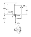 Grohe Eurocube servantbatteri Høy modell, uten bunnventil, Krom