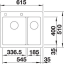 Blanco Pleon 6 Split, Silgranit 615x510 mm, Alu Metallic