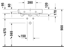 Duravit Happy D.2 Møbelservant 600x505 mm, 1 bl.hull, m/overløp, Hvit