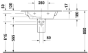 Duravit Me By Starck Møbelservant 830x490 mm, u/bl.hull, m/overløp, Hvit