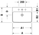 Duravit ME by Starck Vegghengt servant 600x460 mm, 1 bl.hull, m/o.l, Hvit m/WG