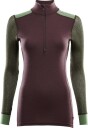 Aclima Women's WoolNet Hybrid Mock Neck M, Fudge/Dill/Olive Night