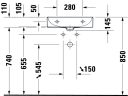 Duravit DuraSquare Toppmontert servant 500x470 mm, 1 bl.hull, u/o.l, Hvit m/WG