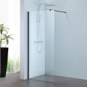 Alterna Pyxis Fast Dusjvegg"Walk-in"Svart Matt / 120cm Klart Glass