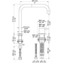 Vola 590 kjøkkenbatteri 210 mm tut, svingbar, Børstet Krom