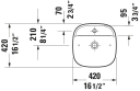 Duravit Zencha Toppmontert Servant 420x420 mm, u/o.l, Antrasitt Matt m/WG