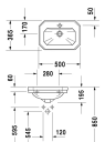 Duravit Serie 1930 Servant 500x365 mm, 1 blanderhull,