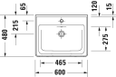 Duravit D-Neo Møbelservant 600x480 mm, u/bl.hull, m/o.l, Hvit