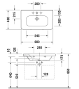 Duravit Durastyle Møbelservant 800x480 mm. m/1 blanderhull, Wondergliss