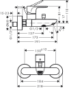 Hansgrohe Rebris S Kar-/dusjbatteri Sort Matt