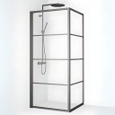 Macro Design Empire Swing Dusjhjørne - med Gunmetal Profil / 99x99cm Klart Glass Sprosser