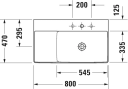 Duravit DuraSquare Møbelservant 800x470 mm, servant høyre, 1 blanderhull