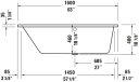 Duravit No.1 Spa-kar for innbygging 1600x850 mm, Jet Project, Hvit