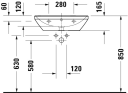 Duravit D-Neo Vegghengt Servant 600x440 mm, u/bl.hull, m/o.l, Hvit m/WG