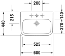 Duravit DuraStyle Vegghengt servant 600x440 mm, 1 bl.hull, u/overløp, Hvit