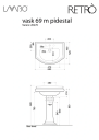 Lavabo Retro 69 Vegghengt Servant 690x520x920 mm, med søyle, Hvit