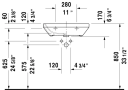 Duravit DuraStyle Vegghengt servant 600x440 mm, u/bl.hull, u/overløp, Hvit