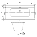 V&B Subway 3.0 Badekar for innbygging 1800x800 mm, Stone White med SilentFlow