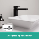 Hansgrohe Vernis Servantbatteri 190 Med bunnventil, Sort Matt