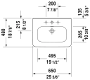 Duravit DuraStyle Møbelservant 650x480 mm, 1 bl.hull, u/o.l, Hvit m/WG