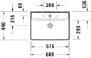 Duravit D-Neo Vegghengt Servant 600x440 mm, 1 bl.hull, m/o.l, Hvit m/WG