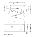 Duravit Paiova Badekar med panel 1700x1000 mm, Høyre hjørne