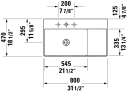 Duravit DuraSquare Møbelservant 800x470 mm, 1 bl.hull, u/overløp, Hvit