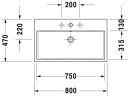 Duravit Vero Air Møbelservant 800x470 mm, u/bl.hull, u/o.l, Hvit m/WG