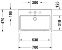 Duravit Vero Toppmontert Servant 700x470 mm, 1 bl.hull, u/o.l, Hvit m/WG