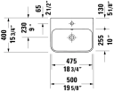 Duravit Happy D.2 Plus Toppmontert serv. 500x400 mm, u/bl.hull, m/overløp, Hvit