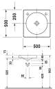 Duravit Architec Toppmontert Servant 500x500 mm, 1 blanderhull høyre