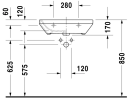 Duravit DuraStyle Vegghengt servant 600x440 mm, 1 bl.hull, u/o.l, Hvit m/WG