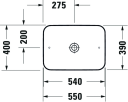 Duravit Cape Cod Toppmontert servant 550x400 mm, u/bl.hull, u/o.l, Hvit m/WG