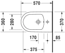 Duravit Me By Starck Vegghengt bidé 370x570 mm, m/o.l, Hvit m/WG