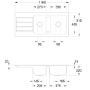 V&B Architectura 80 Kjøkkenkum 1160x510 mm, m/oppl., Steam m/C+