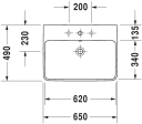 Duravit Me By Starck Vegghengt servant 600x460 mm, 1 blanderhull